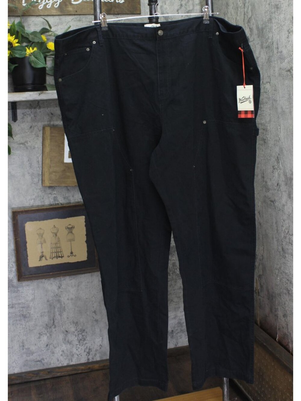 Woolrich X TGT & Tall Mid-Rise Straight Fit Cargo Twill Jeans Pants Black 54x36